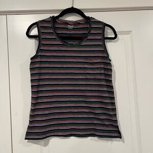 Madewell Women's Cotton Tank Top‎ Black Pink Green Purple Stripes Size S